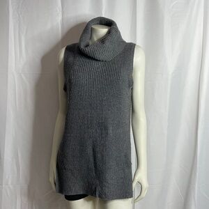 Vintage Sleeveless Cowl Turtleneck High Low Knitted Sweater Tank Size L